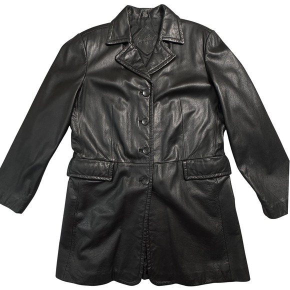 Jacqueline Ferrar Jackets & Blazers - Jacqueline Ferrar Womens Black Genuine Leather Blazer Jacket Size L Size Large